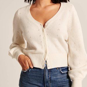 Abercrombie &Fitch Pleated Sleeve Cropped Cardigan